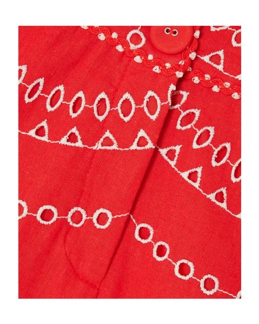 Charo Ruiz Red Drea Broderie Anglaise Cotton-Blend Shorts