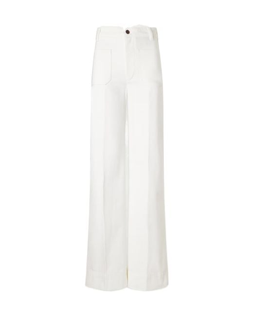 Victoria Beckham White High-Waisted Wide-Leg Trousers