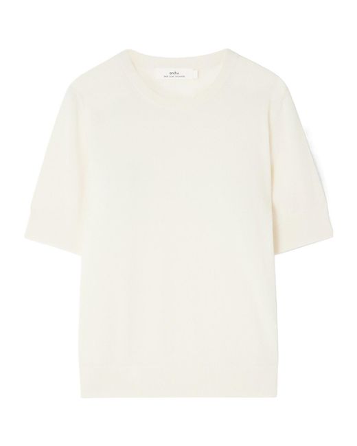 arch4 White Ribbed Knit T-Shirt