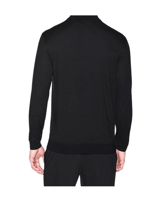 ARMANI EXCHANGE Black Long-Sleeve Knitted Polo Shirt for men