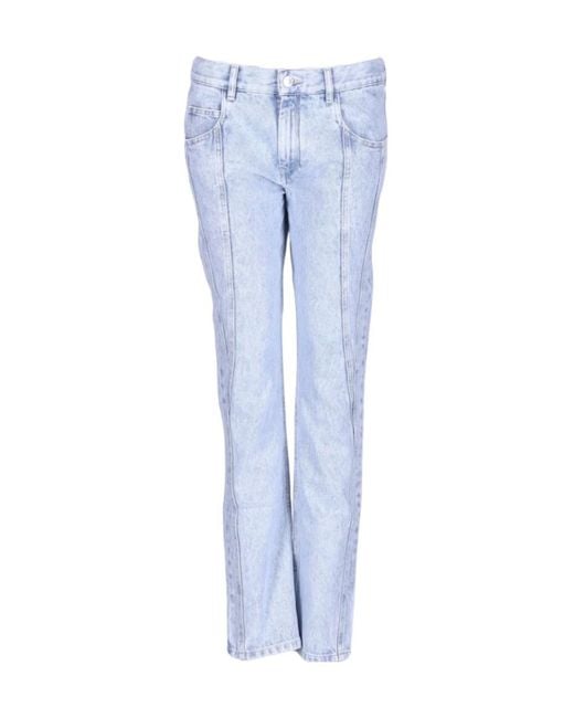 Isabel Marant Blue Mid-Rise Straight-Leg Jeans