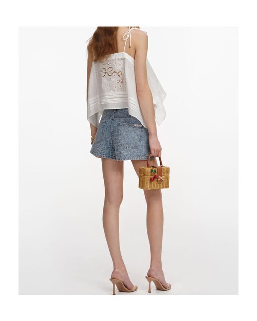 Self-Portrait Blue Embroidered Top
