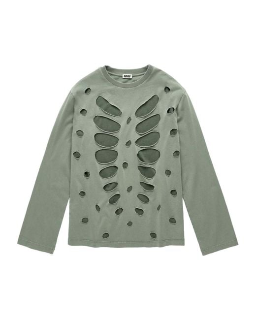 AVAVAV Green Semi-Distressed Layered T-Shirt for men