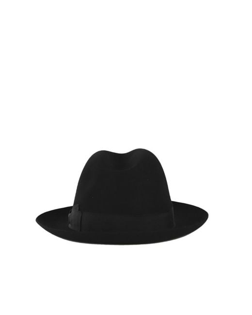 Borsalino Black Wide Brim Hat for men