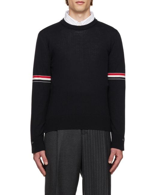 Thom Browne Black Rwb Knitted Jumper for men