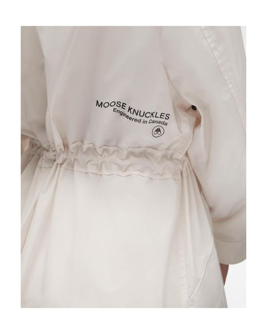 Moose Knuckles White Drawstring Waist Windbreaker