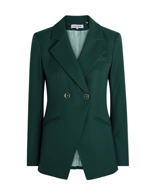 Veronica Beard Green Double-Breasted Woven Blazer Jacket