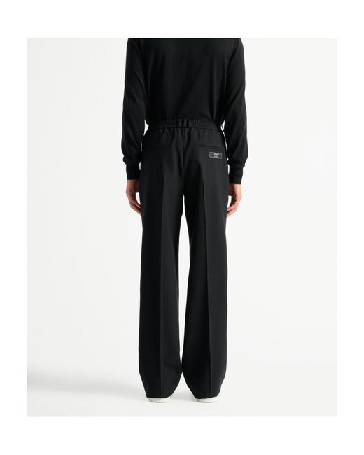 Balmain Black Wool Trousers With Elasticated Waist for men