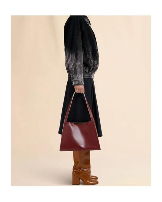 Marni Red Cresta E/W Small Tote Bag