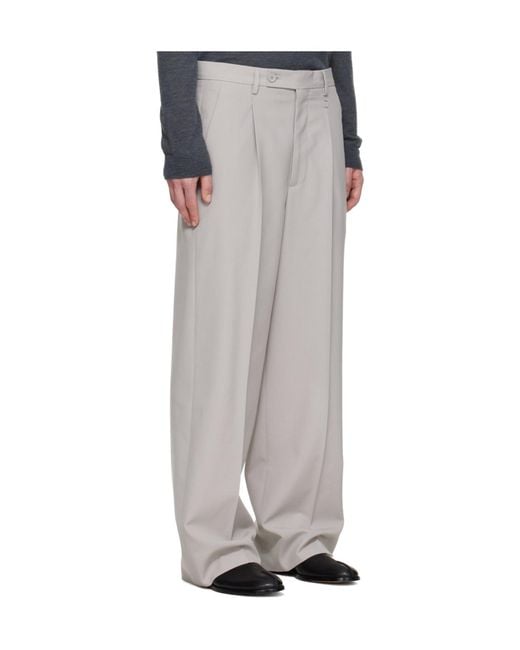 MM6 by Maison Margiela Gray Pleated Tailored Pants for men