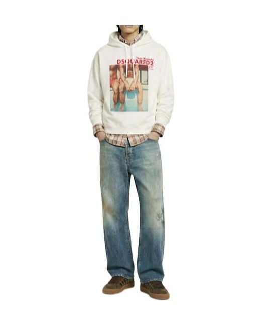 DSquared² White Relax Fit Hoodie for men