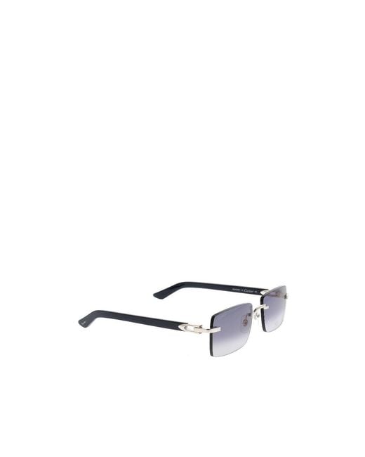 Cartier White Frameless Rectangular Sunglasses for men