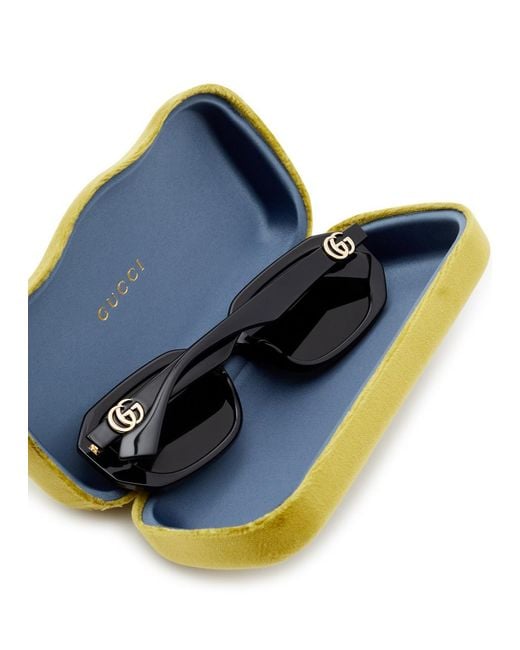 Gucci White Rectangle-Frame Sunglasses
