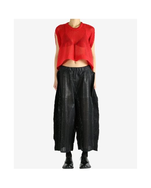 Issey Miyake Red Panini Knitted Sleeveless Top