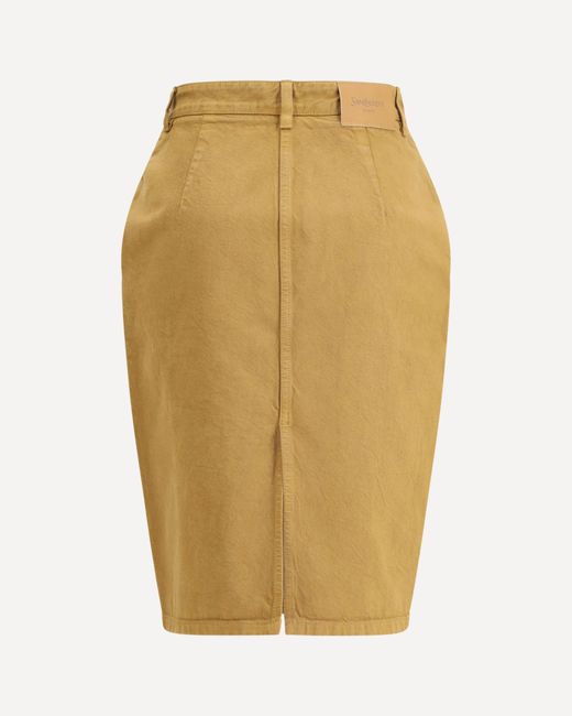 Saint Laurent Natural Mid-Rise Denim Pencil Skirt