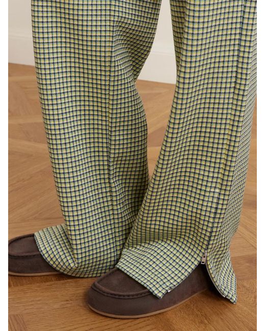 Marni Green Checked Jersey Wide-Leg Pants