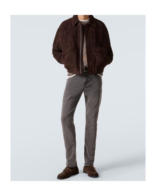 FRAME Brown Flap Pocket Leather Jacket for men