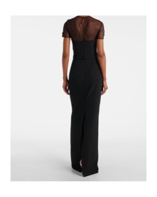 Safiyaa Black Embellished Crêpe Gown