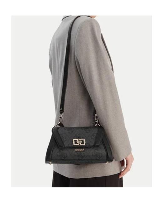 Guess Black Karnilla Monogram-Pattern Shoulder Bag