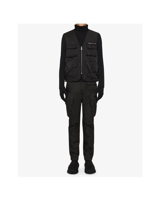 Givenchy Black Zip-Up Logo Embroidered Vest for men
