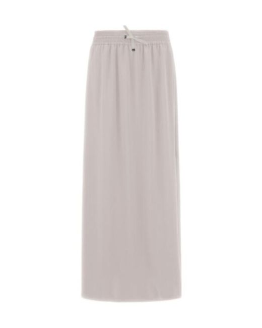 Herno White Elasticated Waistband Satin Skirt