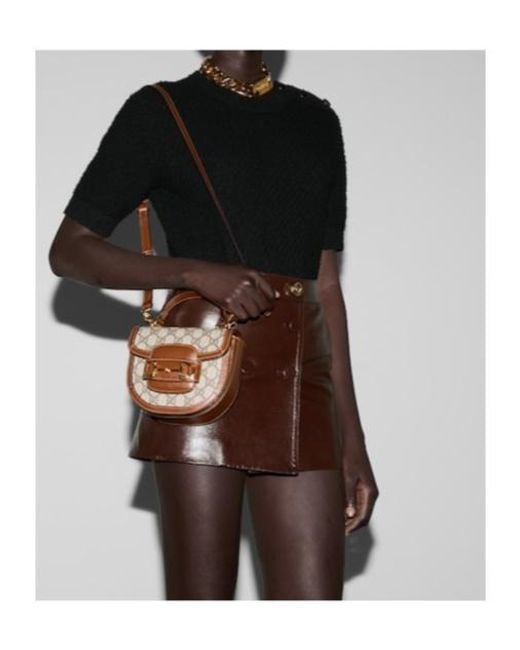 Gucci Brown Horsebit 1955 Mini Top Handle Bag
