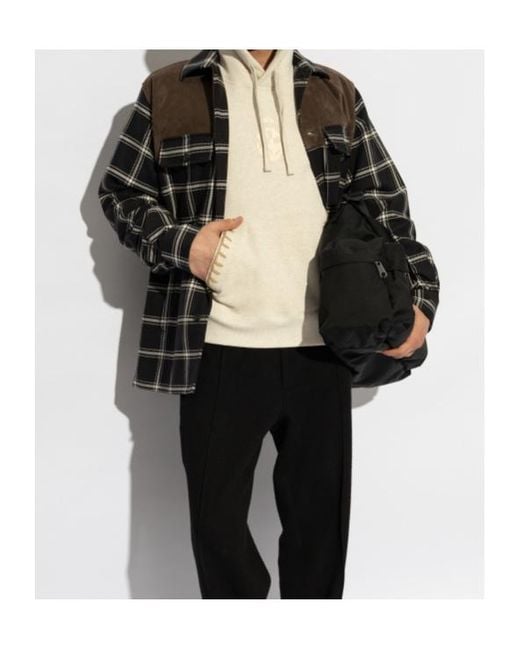 McQueen Gray Check Pattern Panelled Shirt for men