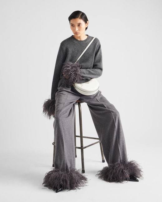 Prada Gray Wide-Leg Trousers