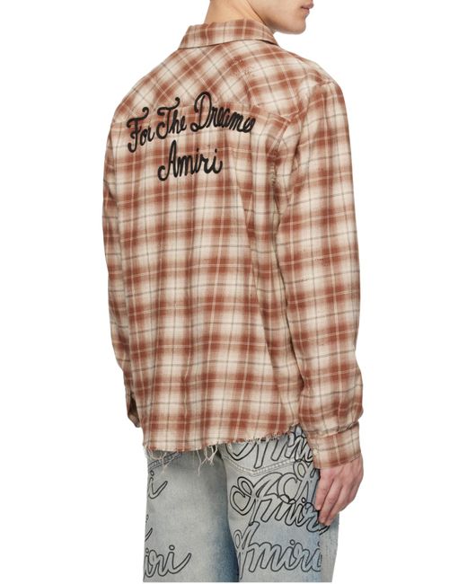 Amiri Brown Shotgun Flannel Shirt for men