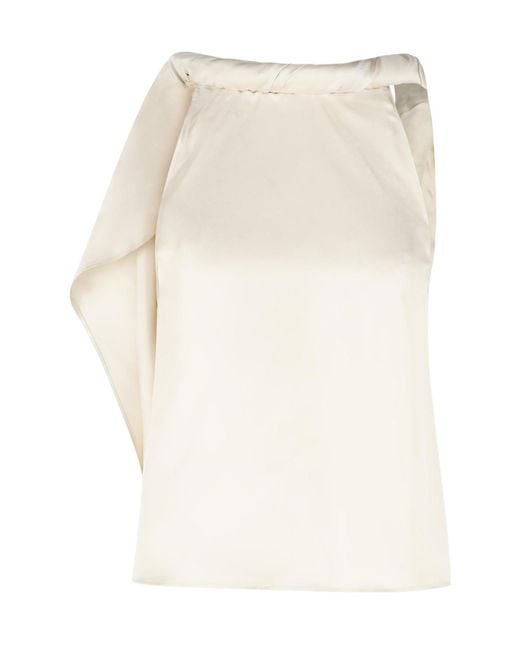 Loulou de Saison White Wilma Draped Collar Top