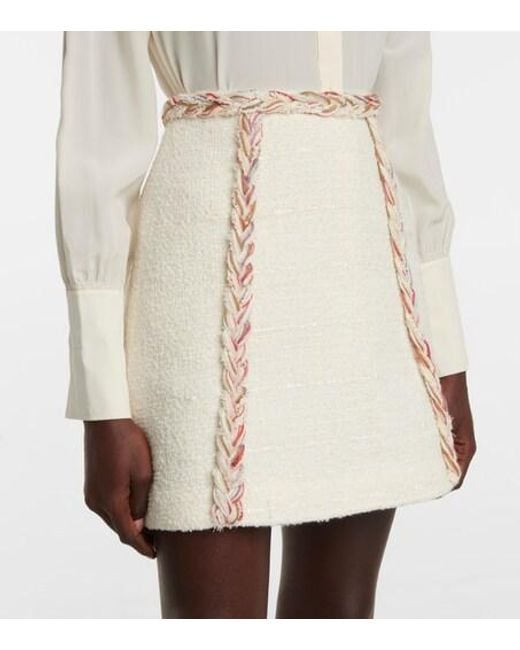 Giambattista Valli Natural Tweed Wool-Blend Miniskirt