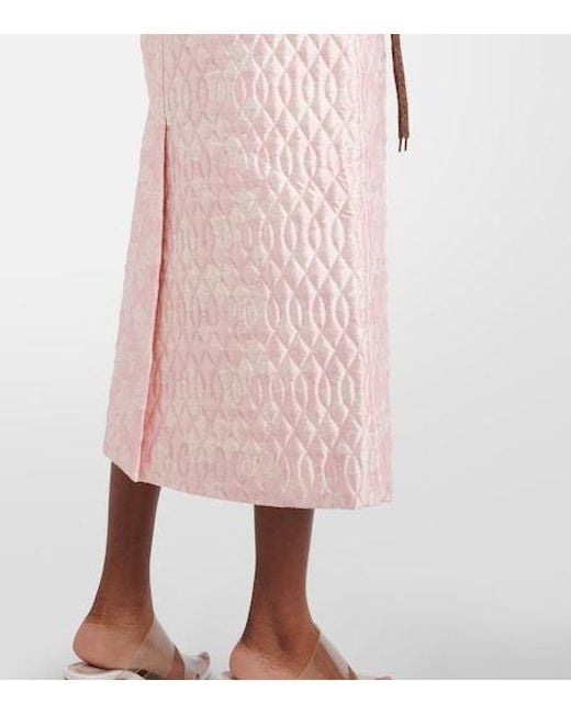 Simone Rocha Pink Floral Quilted Pencil Skirt