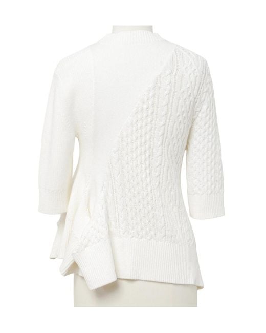 Sacai White Short-Sleeved Crewneck Knitted Jumper