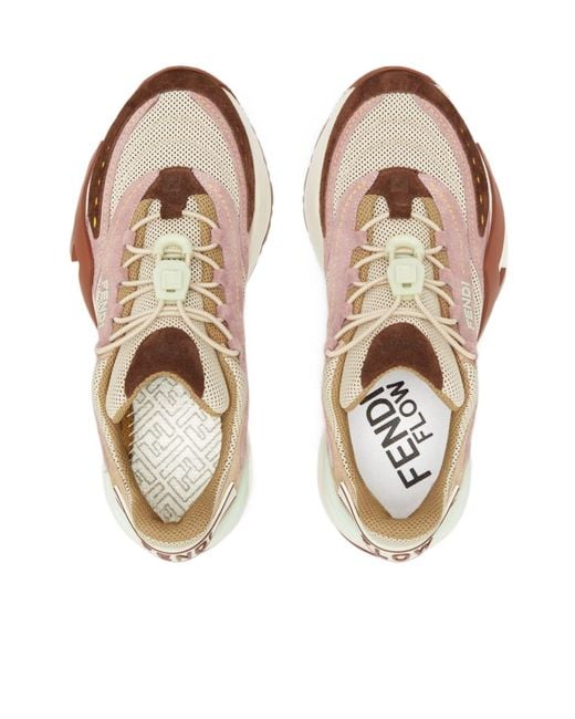 Fendi Multicolor Flow Colorblock Suede Runner Sneakers