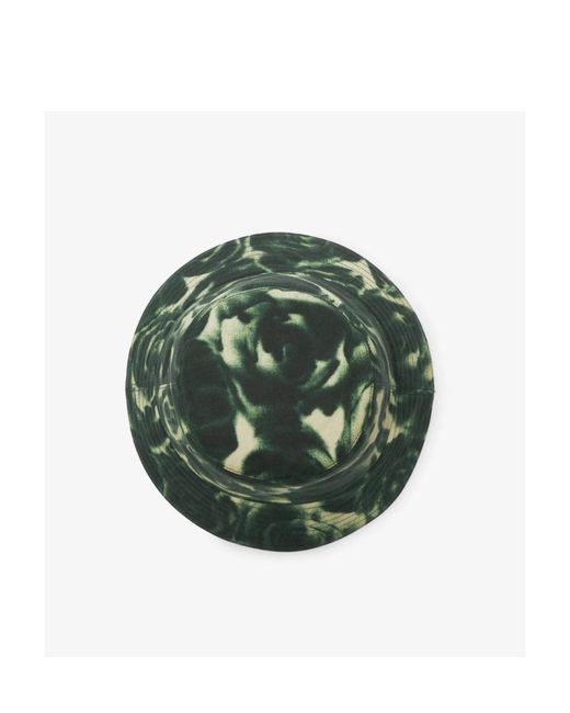 Burberry Green Floral Pattern Wax Bucket Hat for men