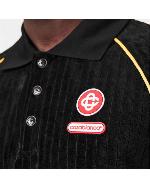 Casablanca Black Button-Down Short Sleeve Polo Shirt for men