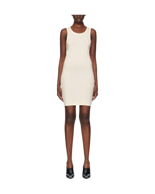 Helmut Lang White Fine-Ribbed Tank Minidress