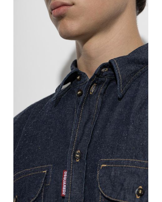 DSquared² Blue Long-Sleeved Shirt for men