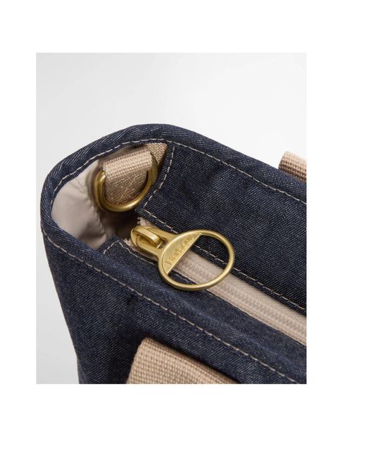Barbour Blue Mini Mya Tartan-Detail Denim Tote Bag