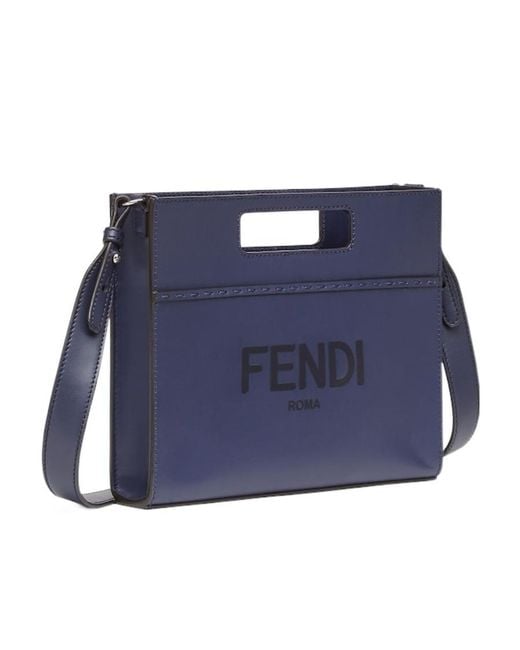 Fendi Blue Mini Logo Tote Handbag for men