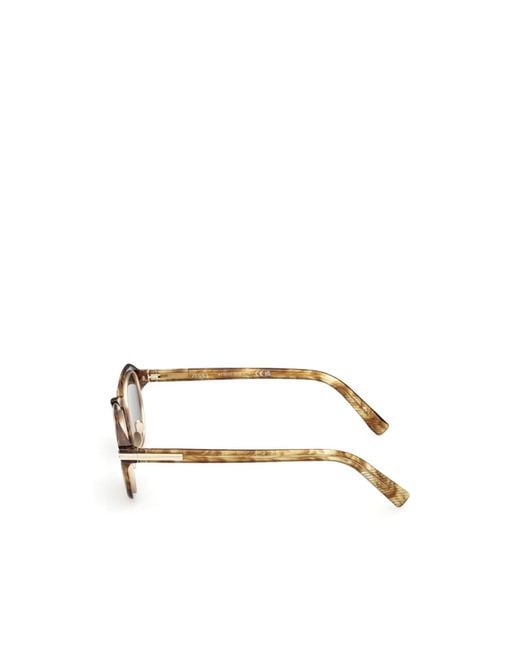 Zegna Metallic Geometric Frame Sunglasses for men