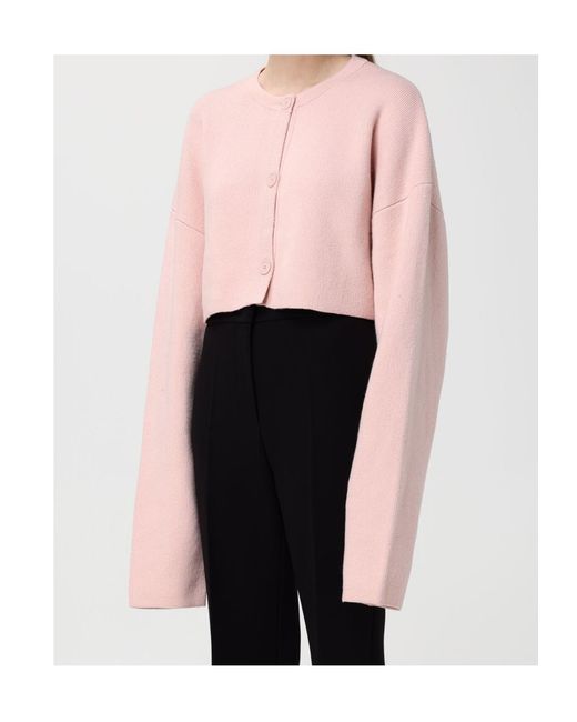 Totême Pink Buttoned Round-Neck Cardigan