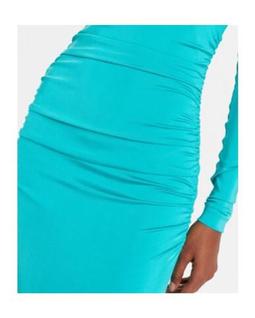 Carolina Herrera Blue Ruched Jersey Midi Dress