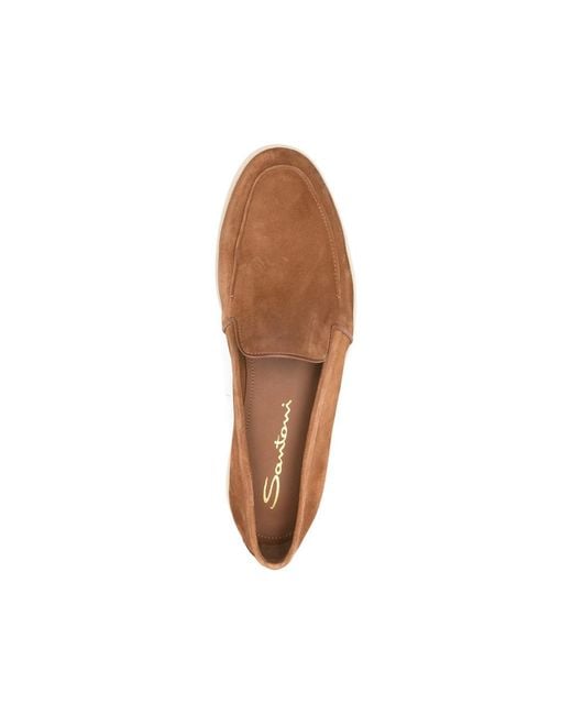Santoni Brown Malibu Contrasting-Sole Loafers