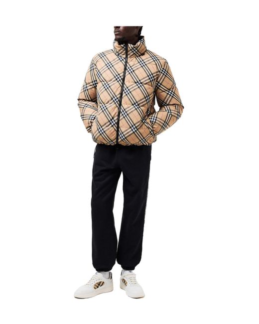 Burberry Brown Medium Check Down Jacket for men