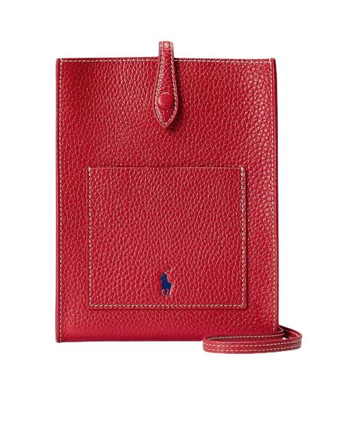 Polo Ralph Lauren Red Pebbled Leather Crossbody Bag