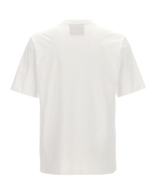 Moschino White Logo Embroidered Crewneck T-Shirt for men