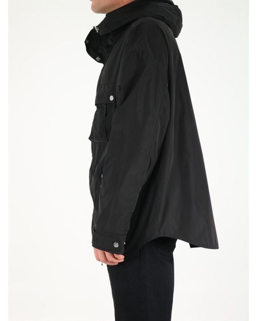 Balmain Black Pocket Detail Hooded Jacket for men