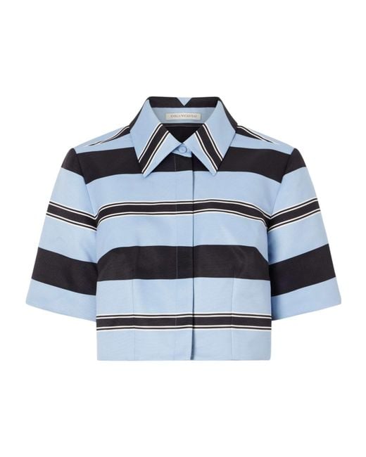 Emilia Wickstead Blue Striped Twill Shirt