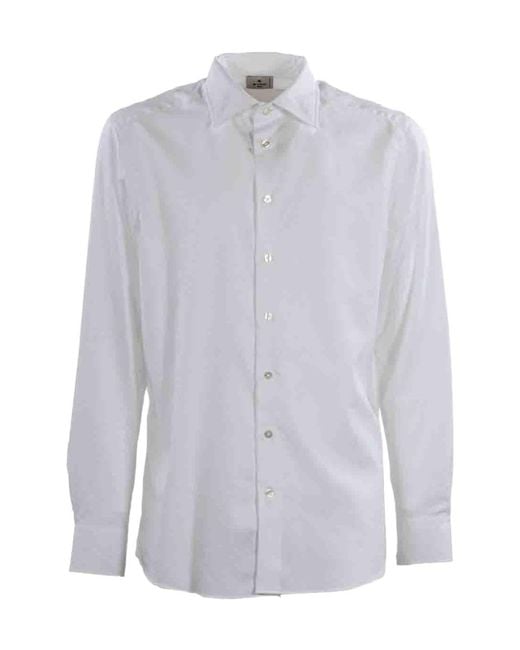 Etro Blue Long-Sleeved Button-Up Shirt for men